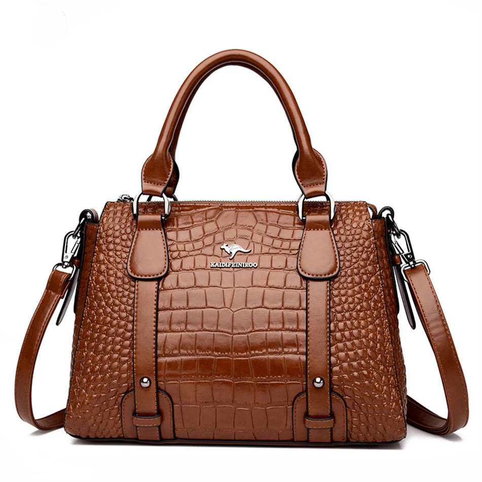 Bolsa feminina elegante couro genuíno - Crocodille