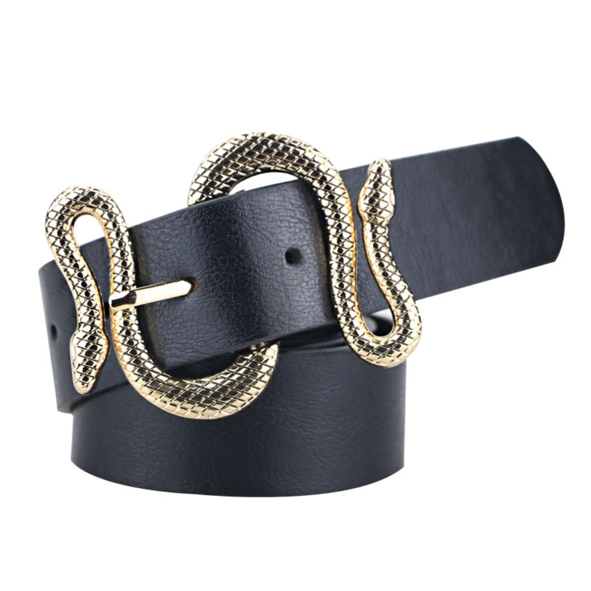 Cinto de couro  feminino - Fivela cobra