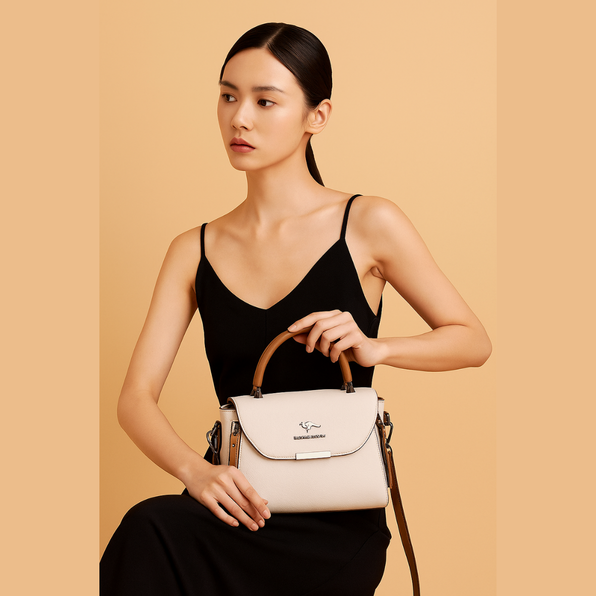 Bolsa feminina de couro genuíno elegante - Theá
