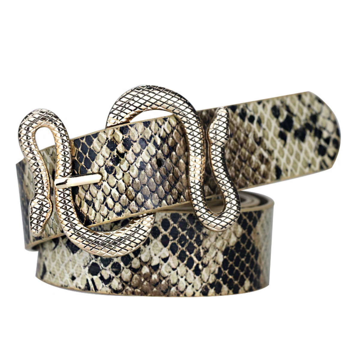 Cinto de couro  feminino - Fivela cobra