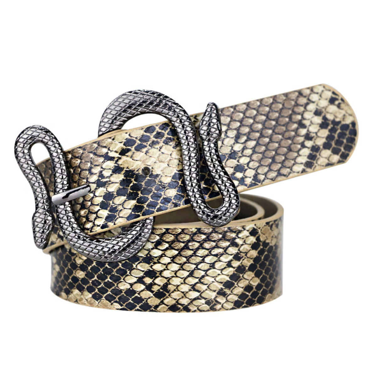 Cinto de couro  feminino - Fivela cobra