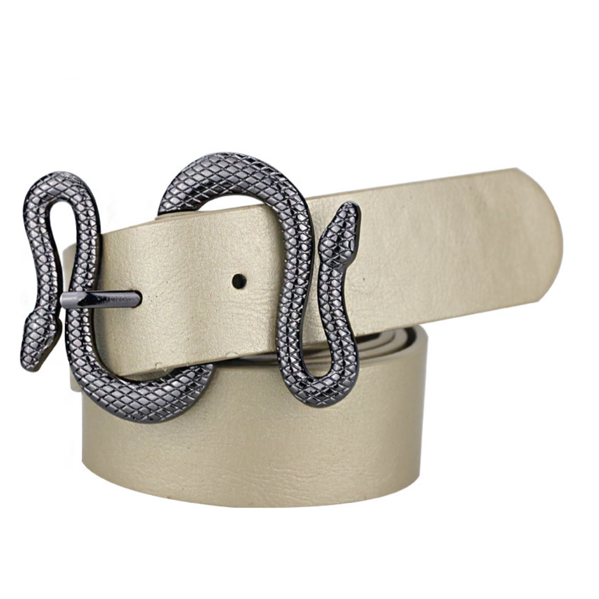 Cinto de couro  feminino - Fivela cobra
