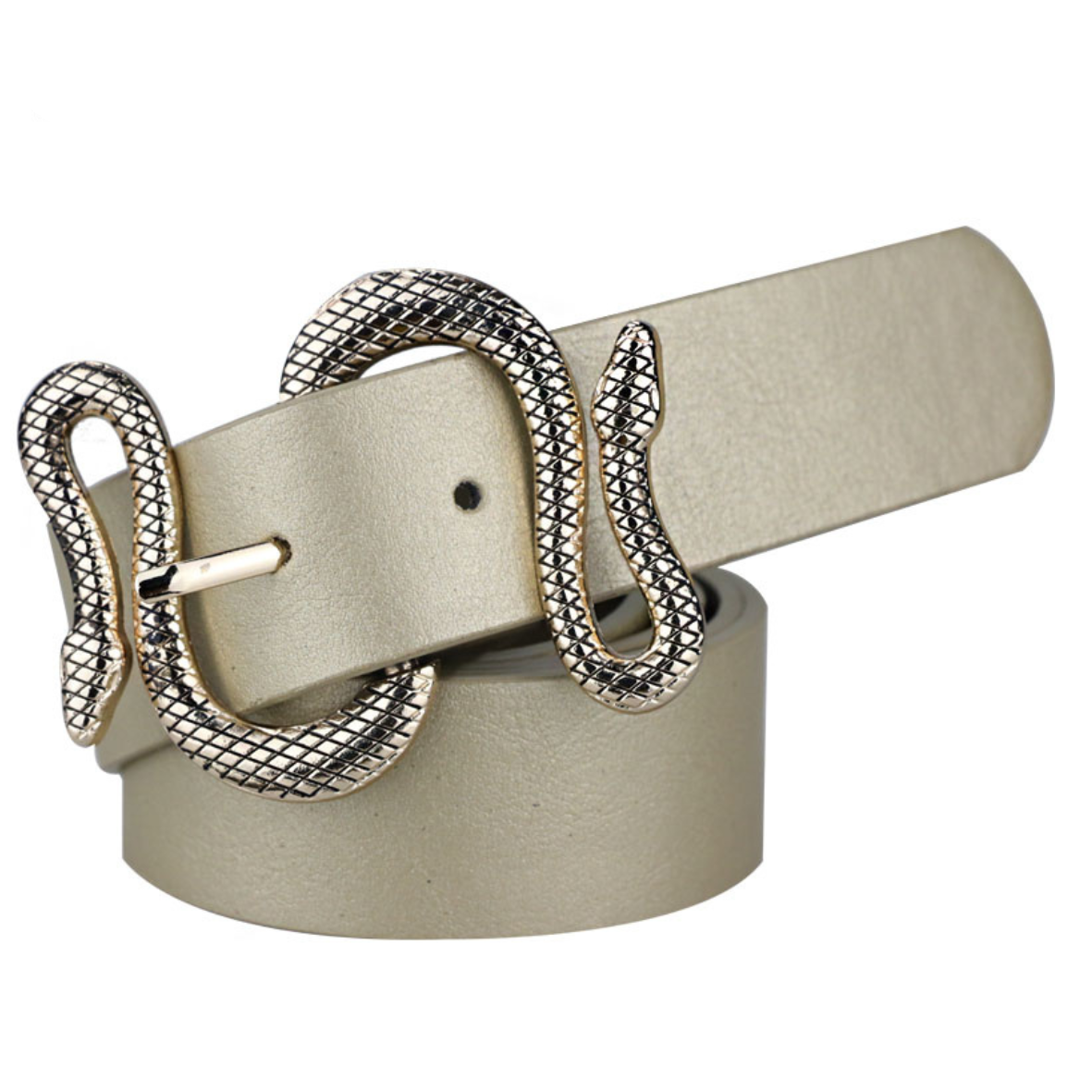 Cinto de couro  feminino - Fivela cobra