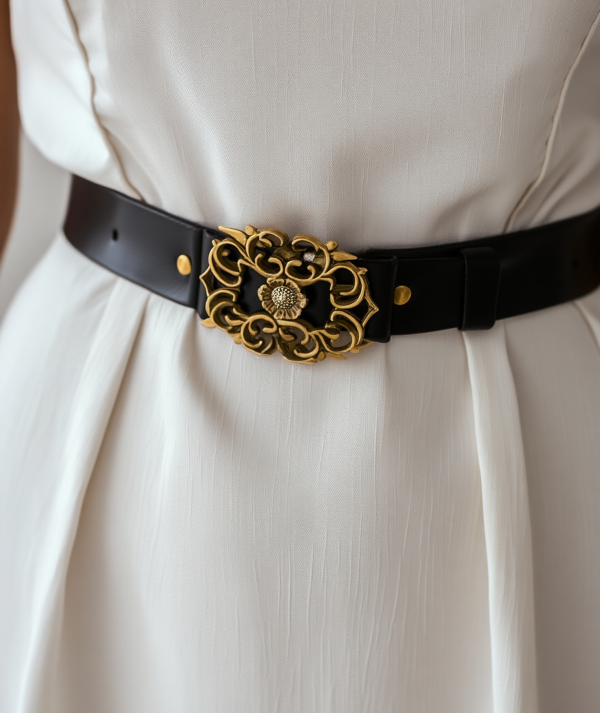 Cinto feminino de couro legítimo - Flowery