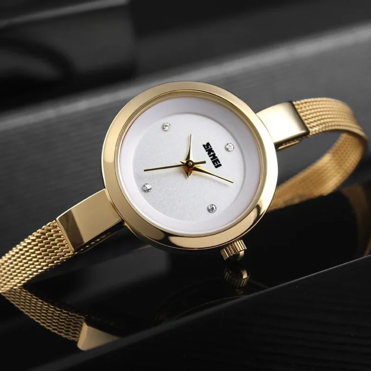 Relógio de pulso feminino elegante quartz