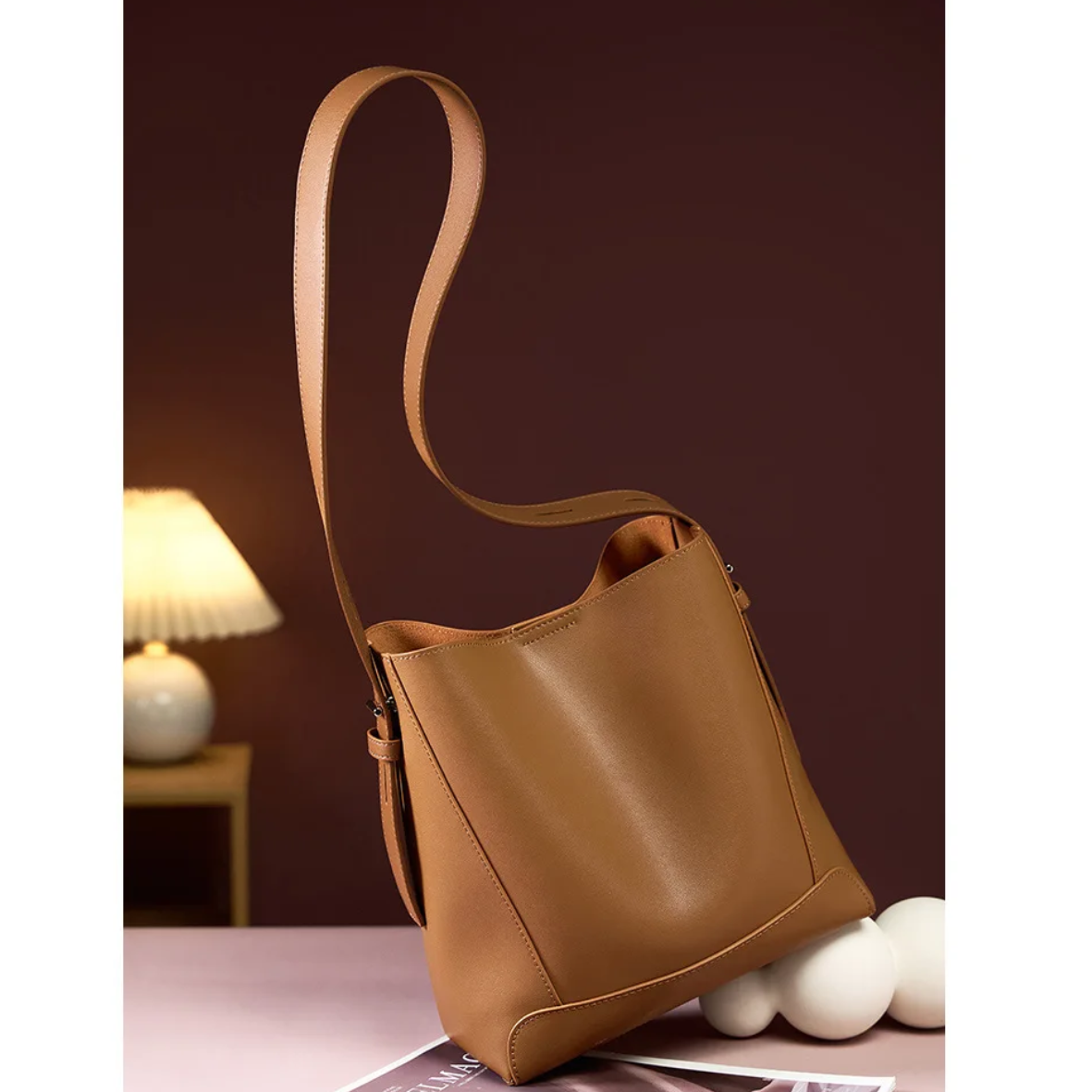 Bolsa feminina alça transversal de couro genuíno - Diamond
