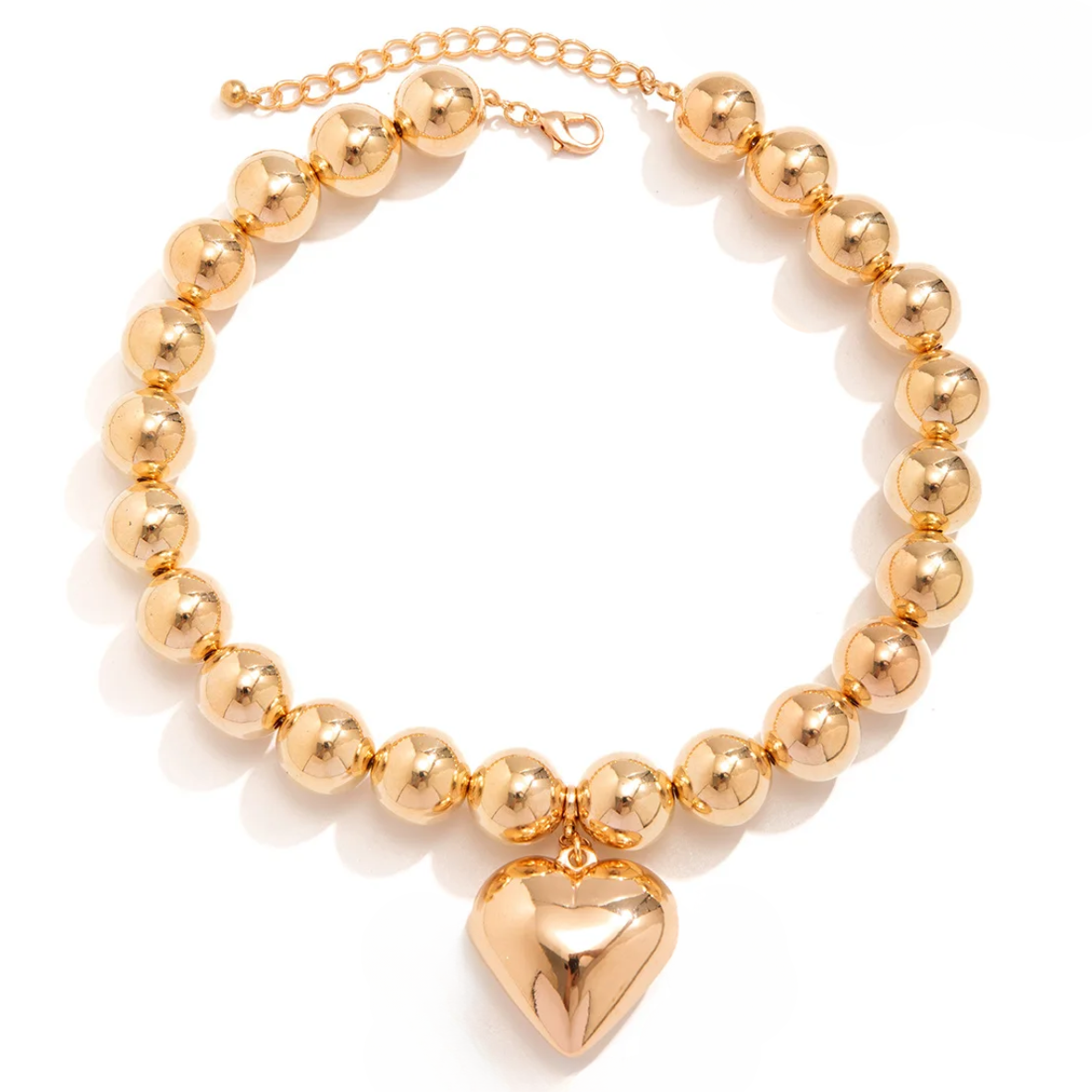 Colar feminino folheado pingente coração