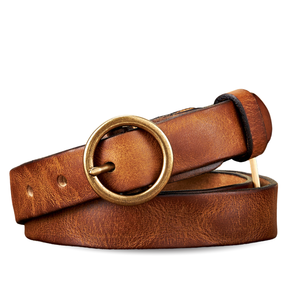 Cinto de couro feminino - Arco Dourado