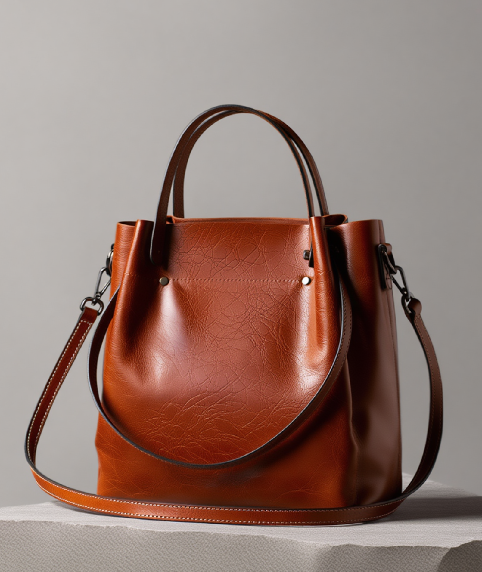 Bolsa feminina grande de couro legitimo - Carmin