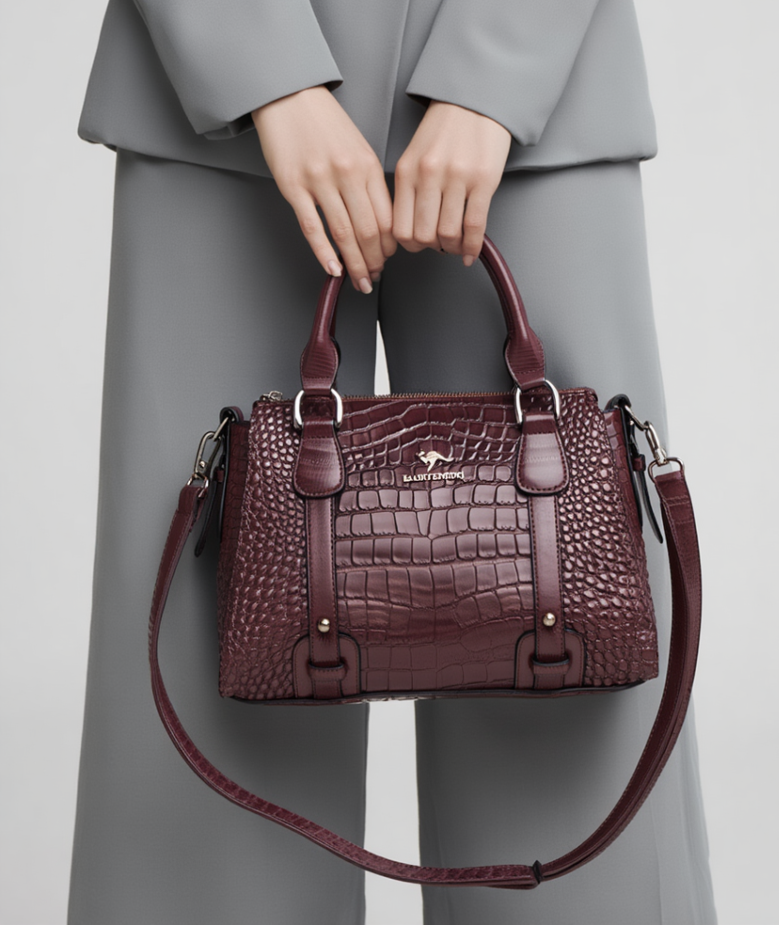 Bolsa feminina elegante couro genuíno - Crocodille