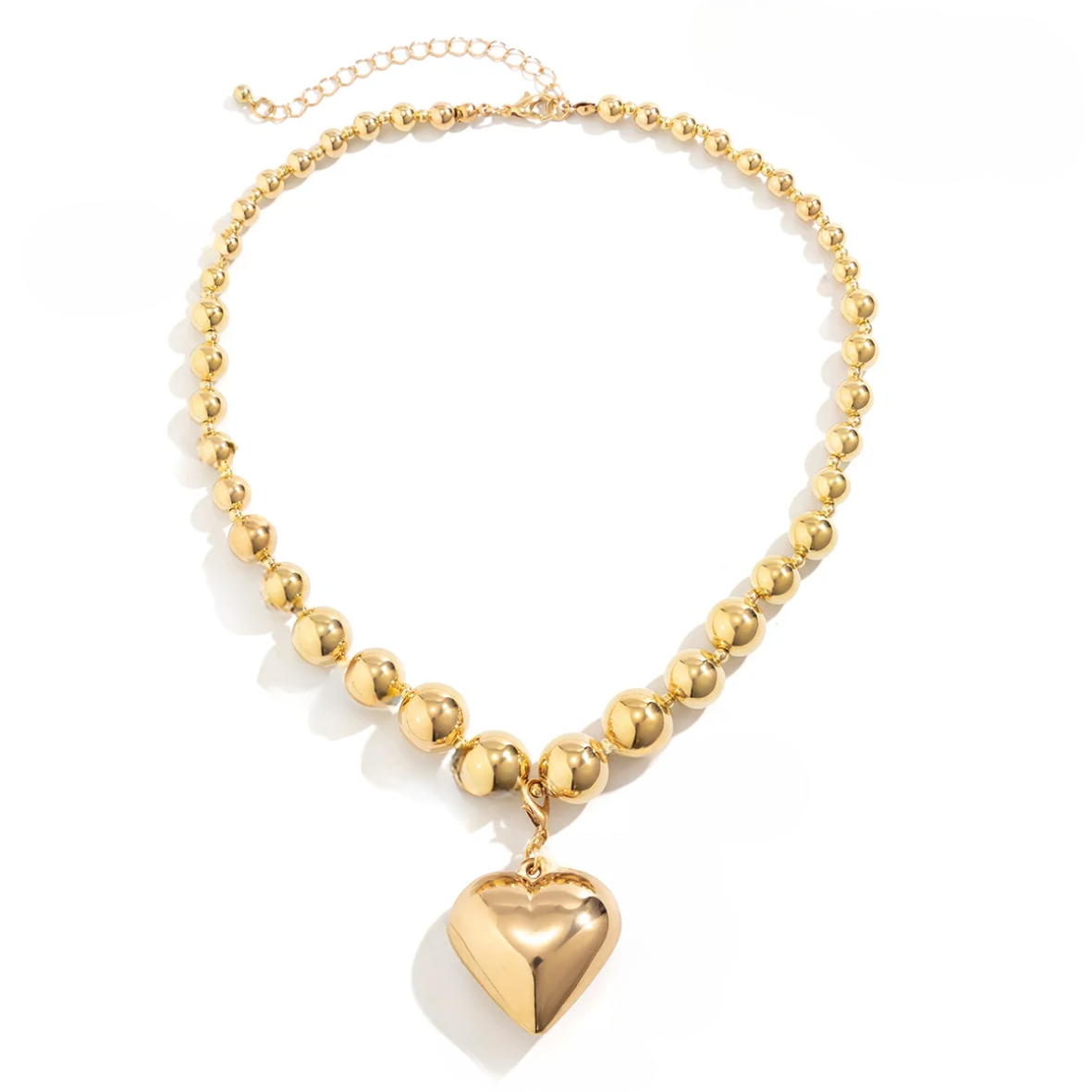 Colar feminino folheado pingente coração