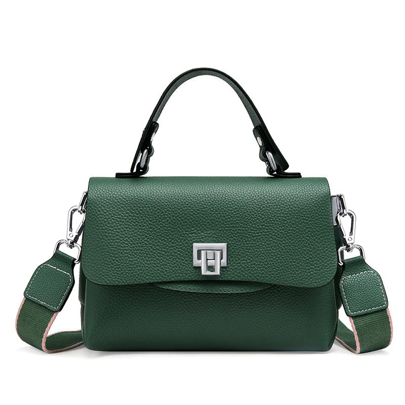 Bolsa feminina de couro genuíno com alça adicional - Zency