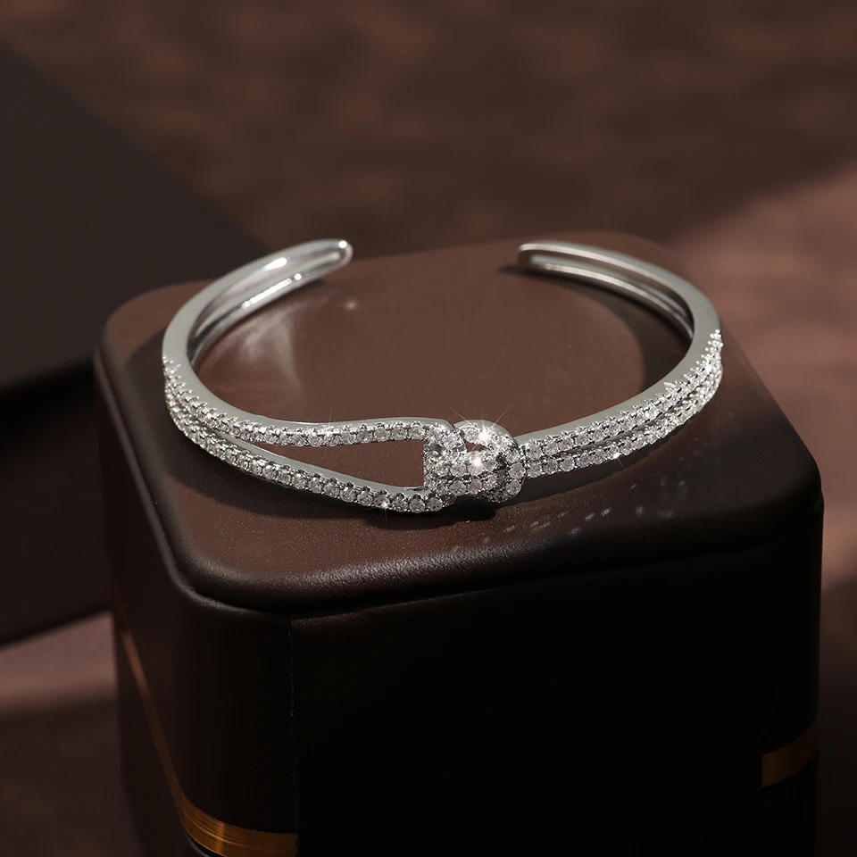 Bracelete feminino com strass folheado - Node
