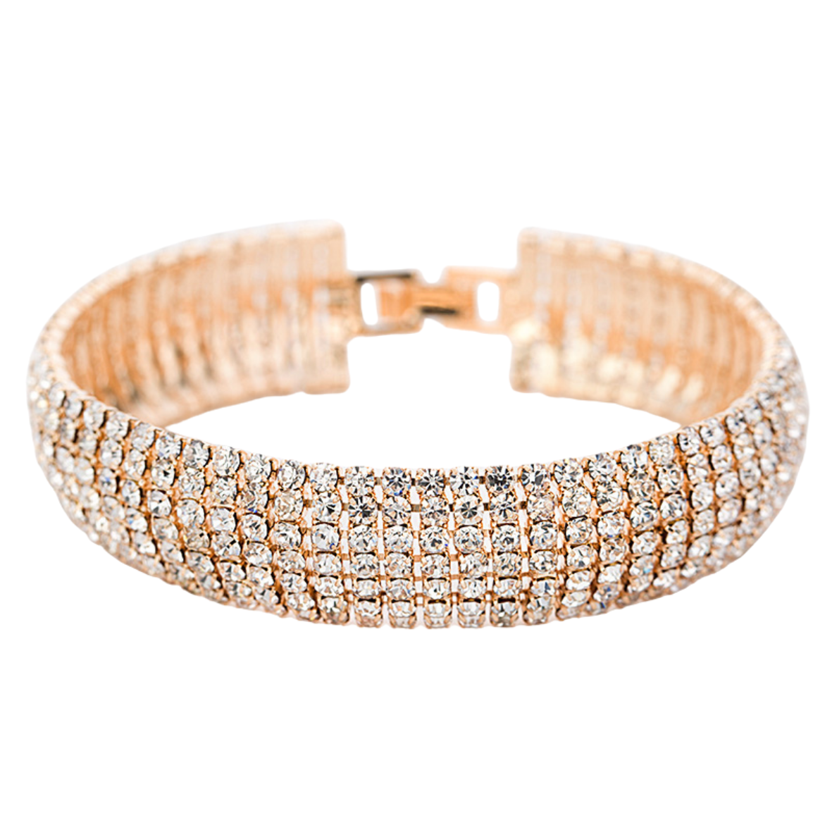 Pulseira de luxo feminina folheada cravejada em cristais