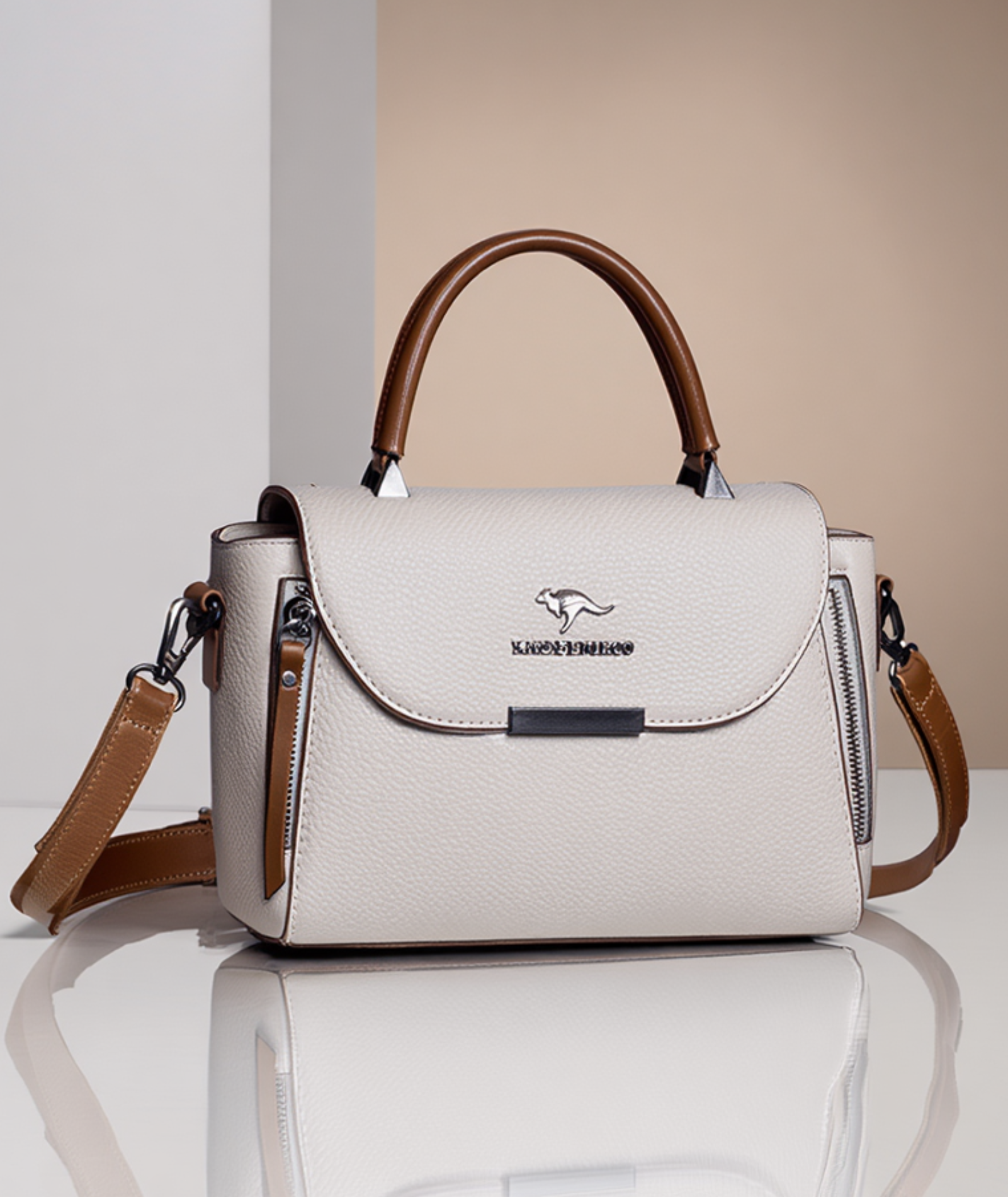 Bolsa feminina de couro genuíno elegante - Theá