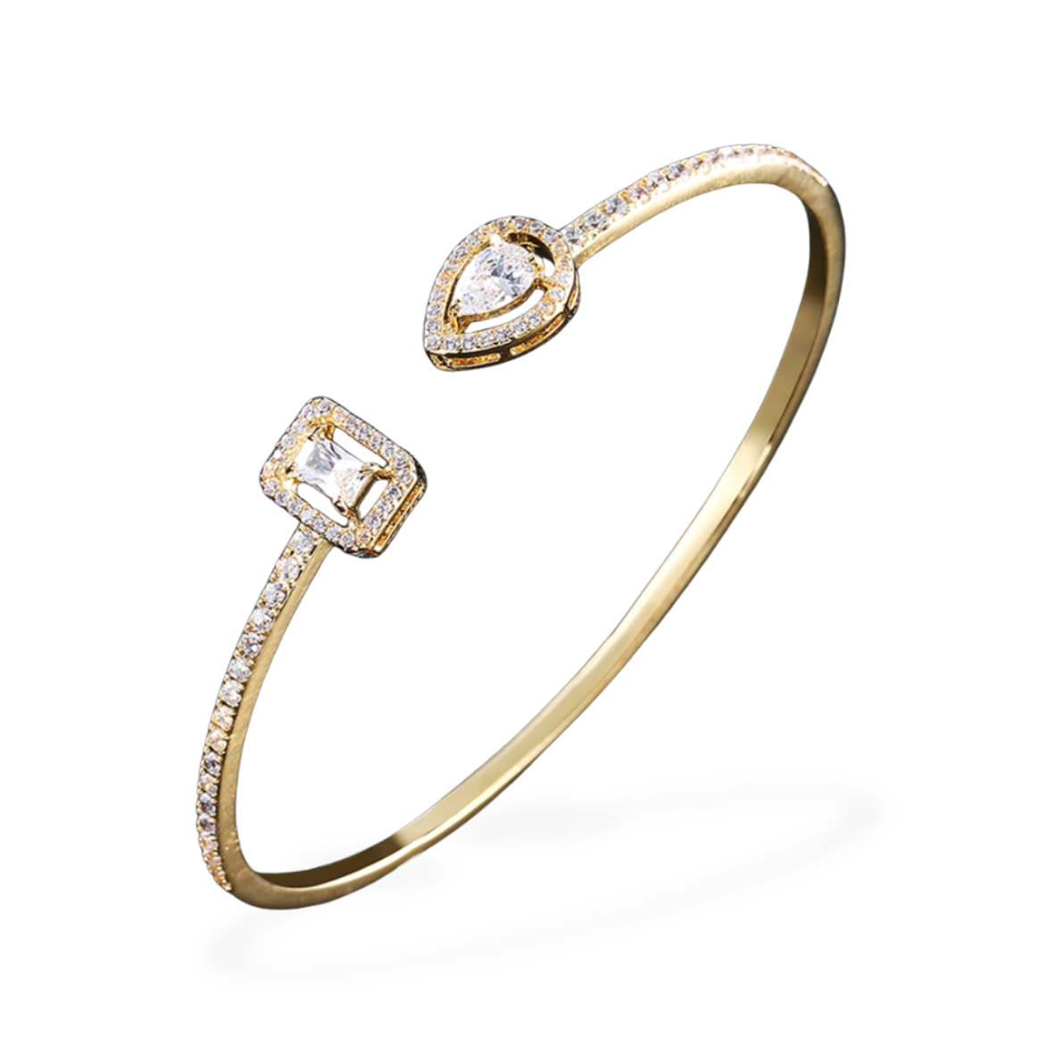 Bracelete feminino folheado com pedras de zircônia - Golden Shine