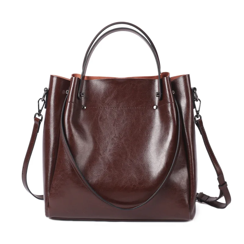 Bolsa feminina grande de couro legitimo - Carmin