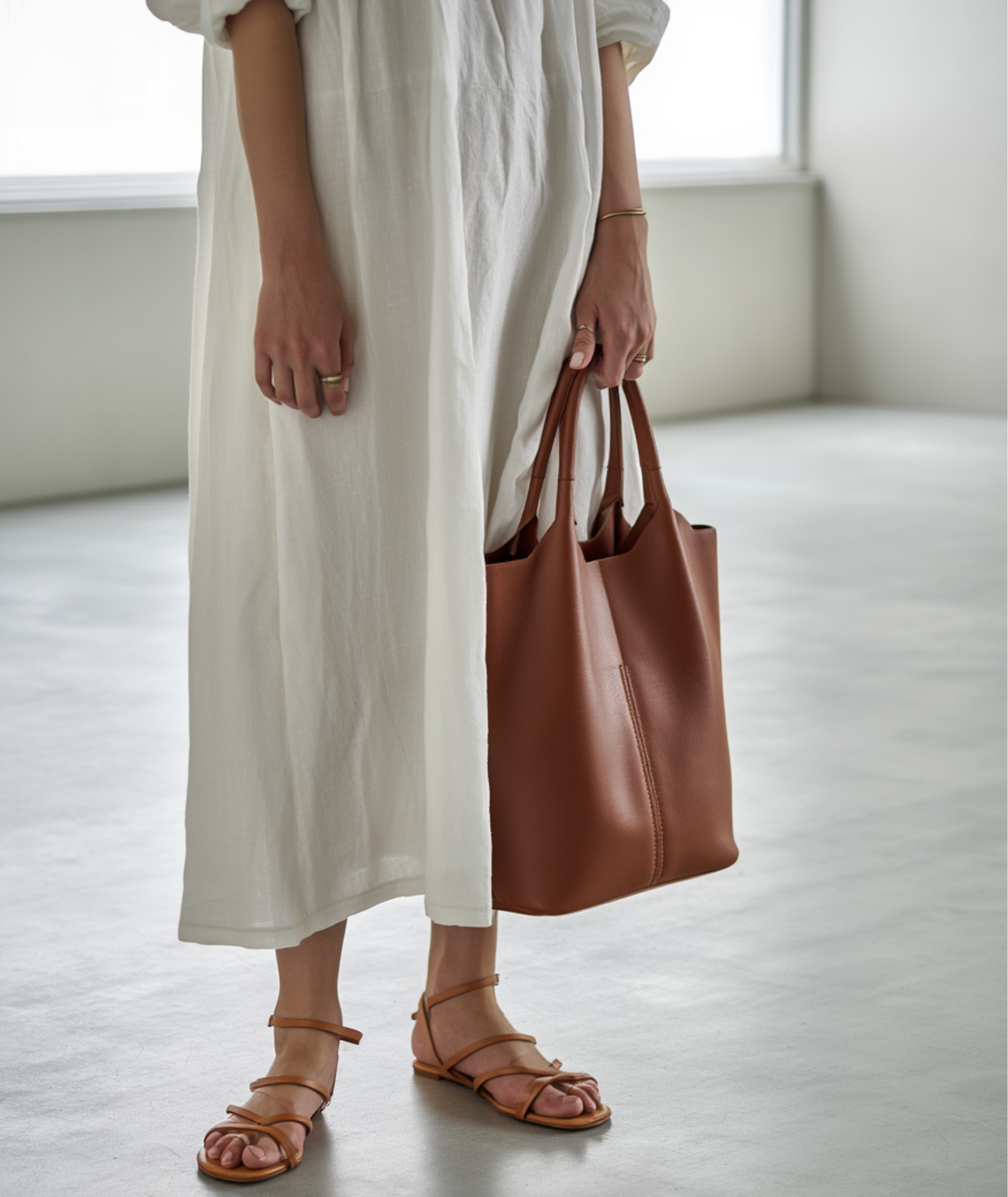 Bolsa feminina grande de couro genuíno