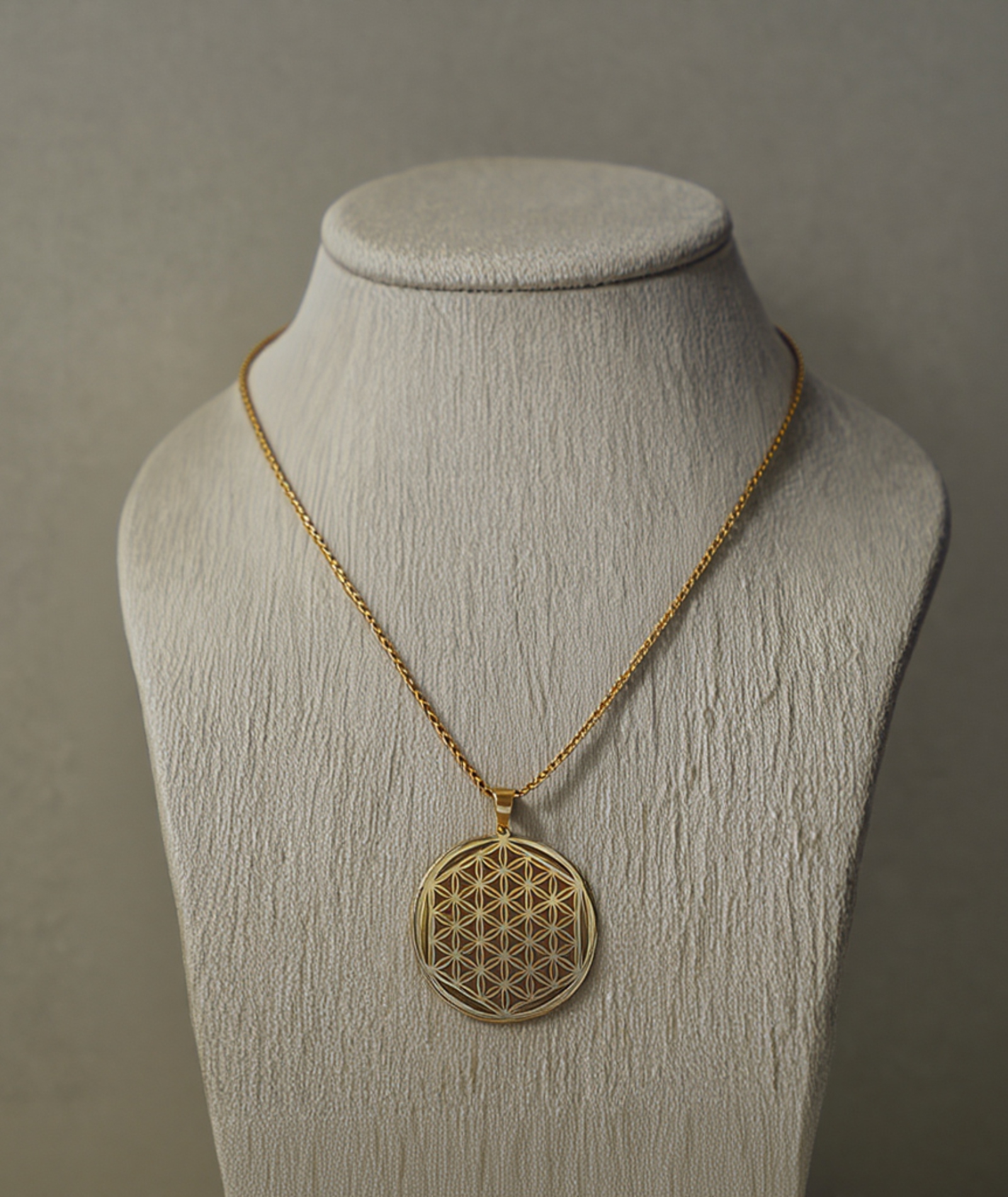 Colar feminino folheado com medalhão Flor da Vida