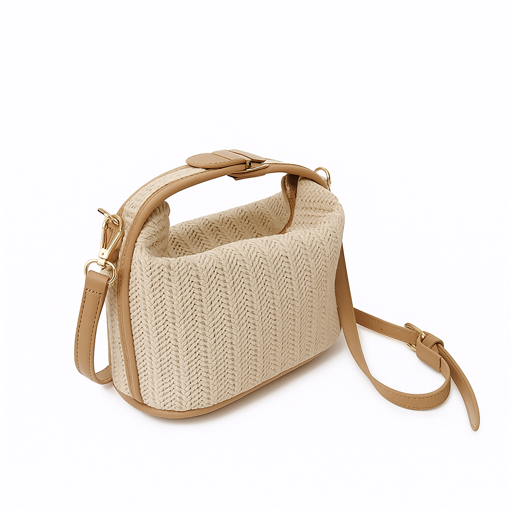 Bolsa feminina de mão e alça estilo ratan