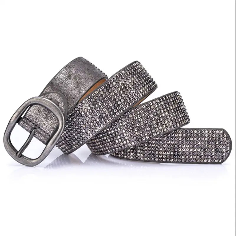 Cinto de couro feminino - Diamond Strass