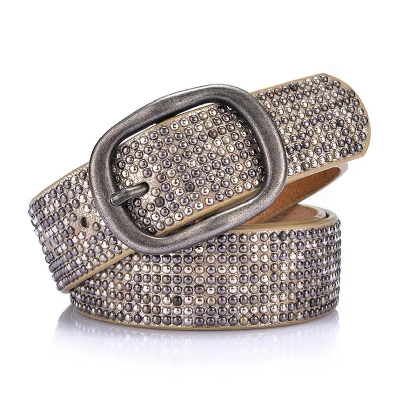 Cinto de couro feminino - Diamond Strass