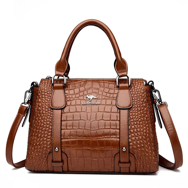 Bolsa feminina elegante couro genuíno - Crocodille