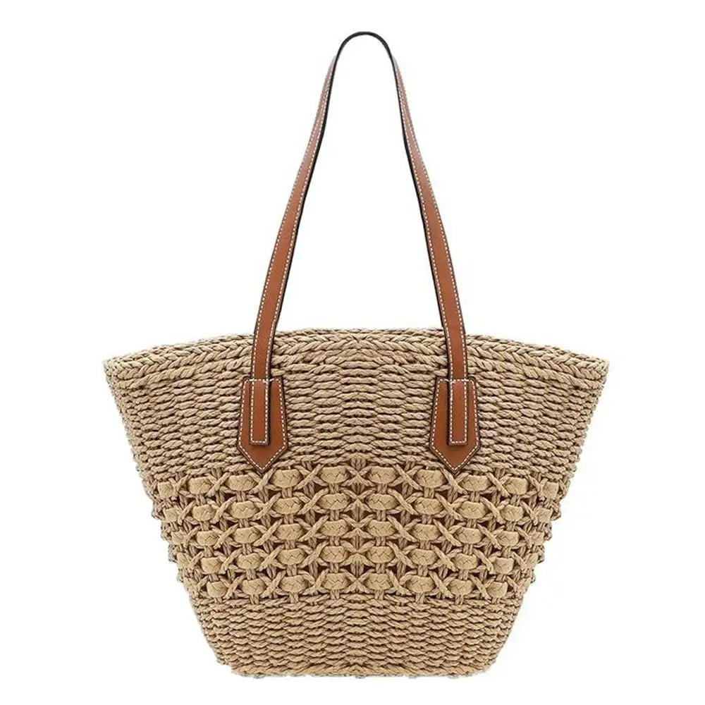 Bolsa praia de palha estilo Boho