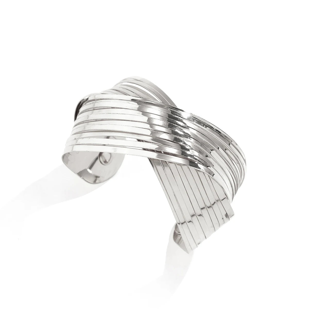 Bracelete feminino folheado linhas cruzadas