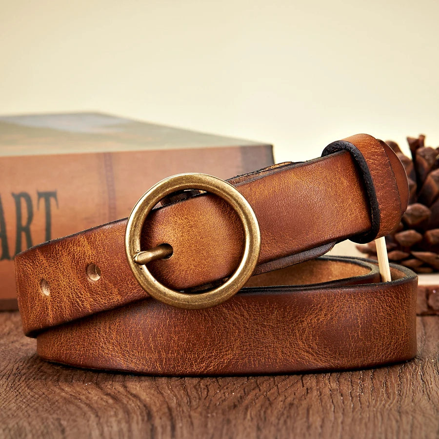 Cinto de couro feminino - Arco Dourado