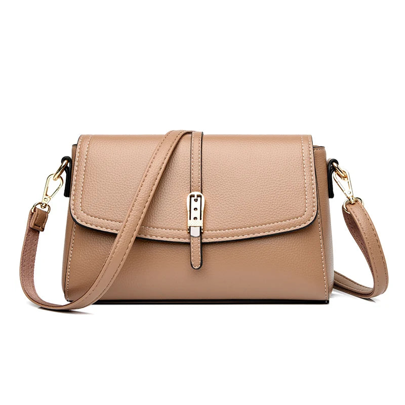 Bolsa feminina de couro com dupla alça removível