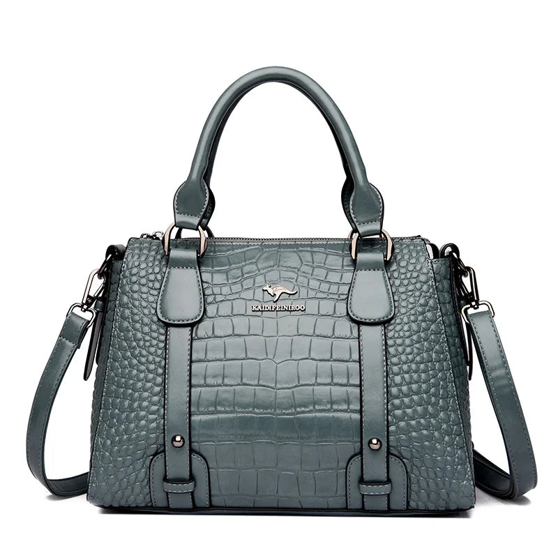 Bolsa feminina elegante couro genuíno - Crocodille