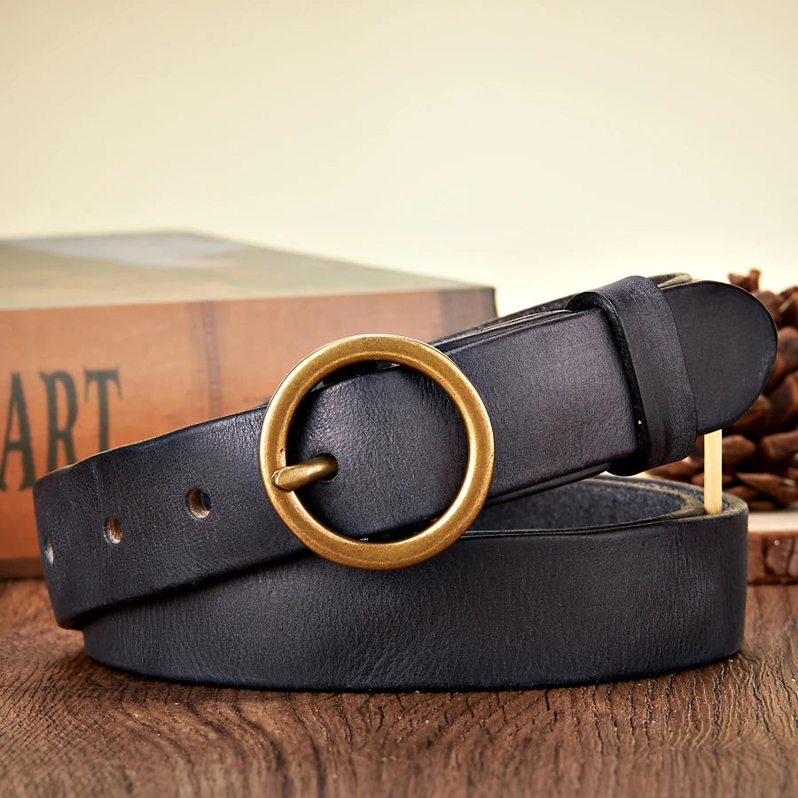 Cinto de couro feminino - Arco Dourado