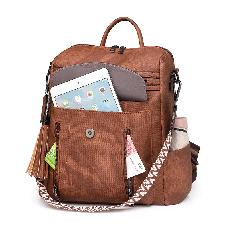 Mochila feminina couro ecológico multifuncional country