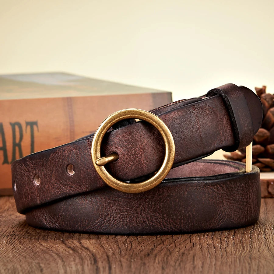 Cinto de couro feminino - Arco Dourado