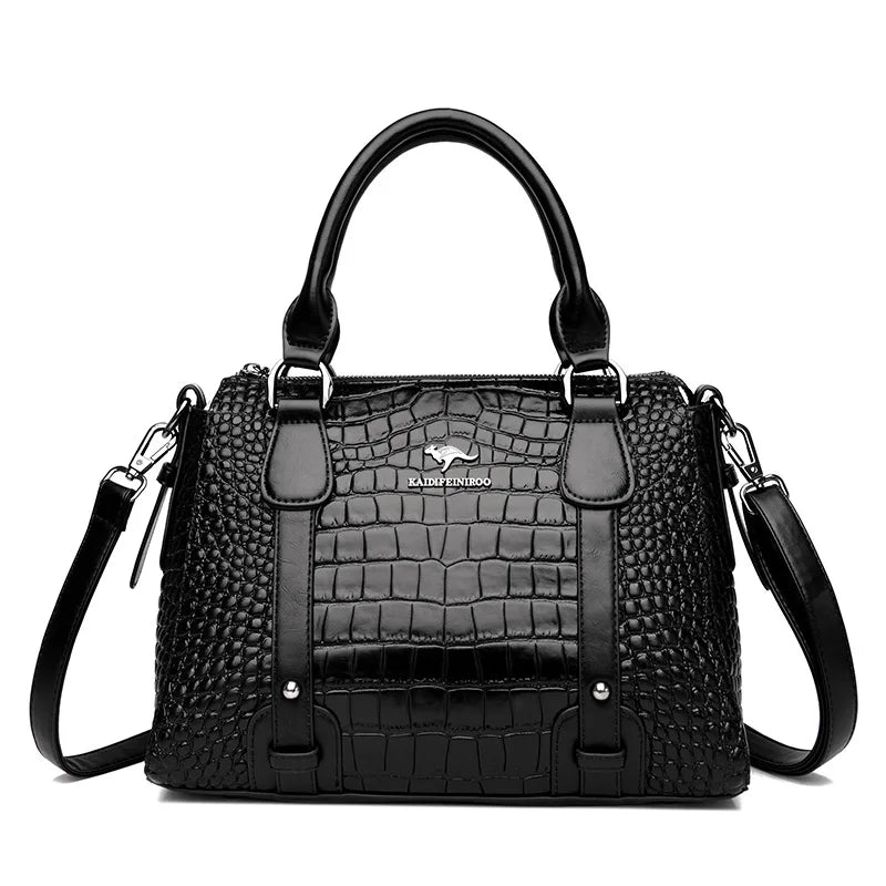 Bolsa feminina elegante couro genuíno - Crocodille