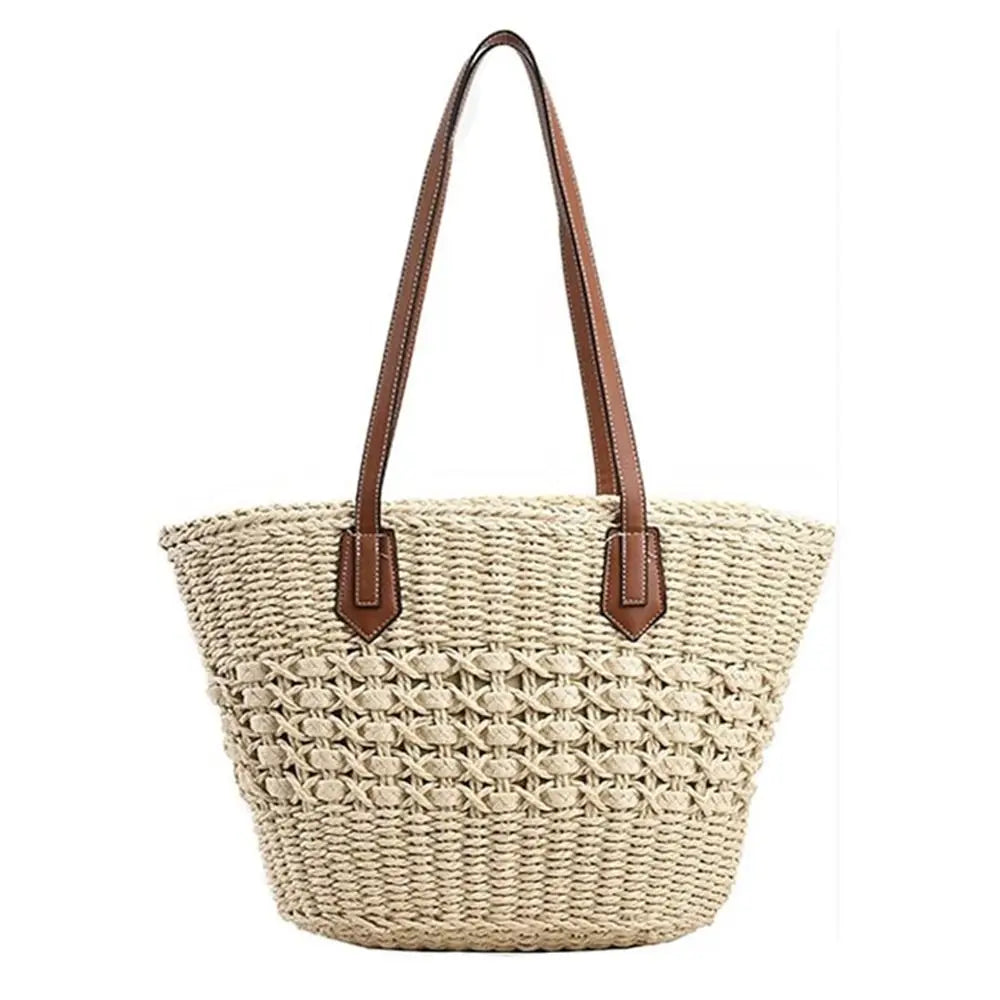 Bolsa praia de palha estilo Boho