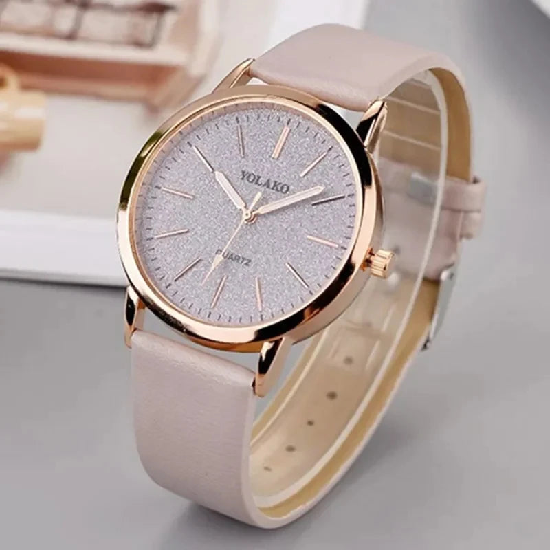 Relógio feminino quartz com pulseira de couro - Paris