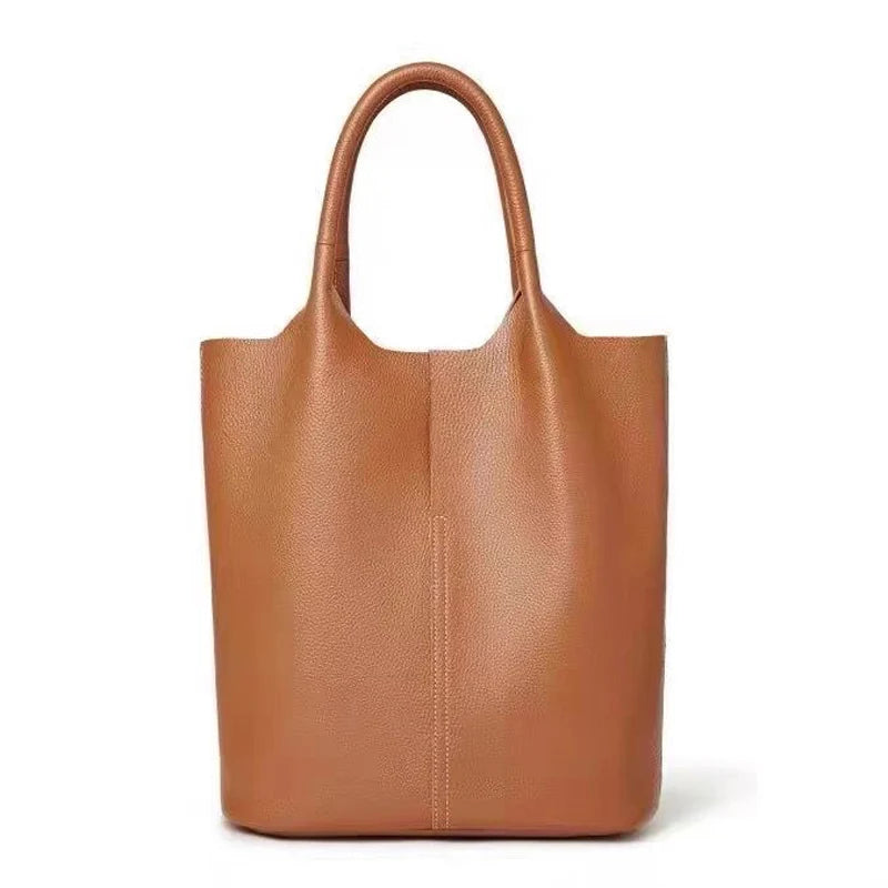 Bolsa feminina grande de couro genuíno