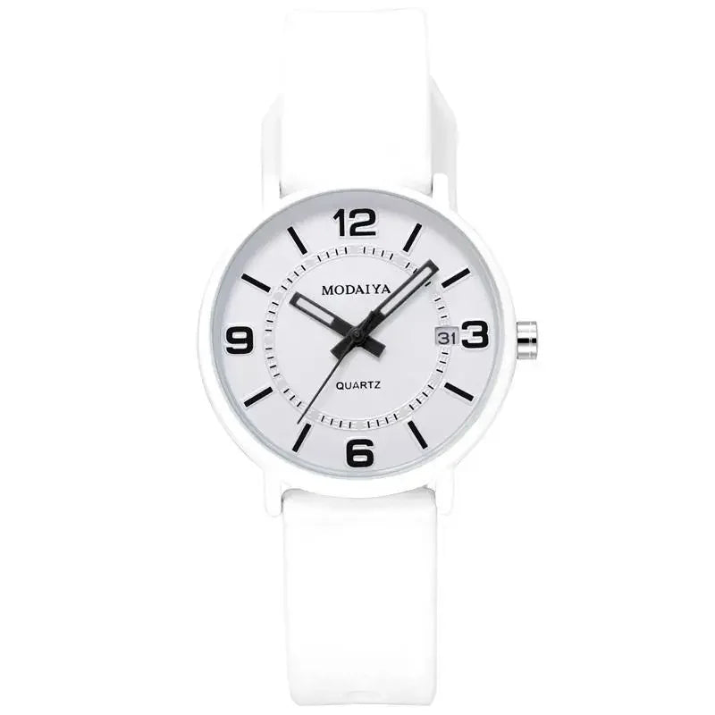 Relógio de pulso feminino quartz de silicone à prova d'agua