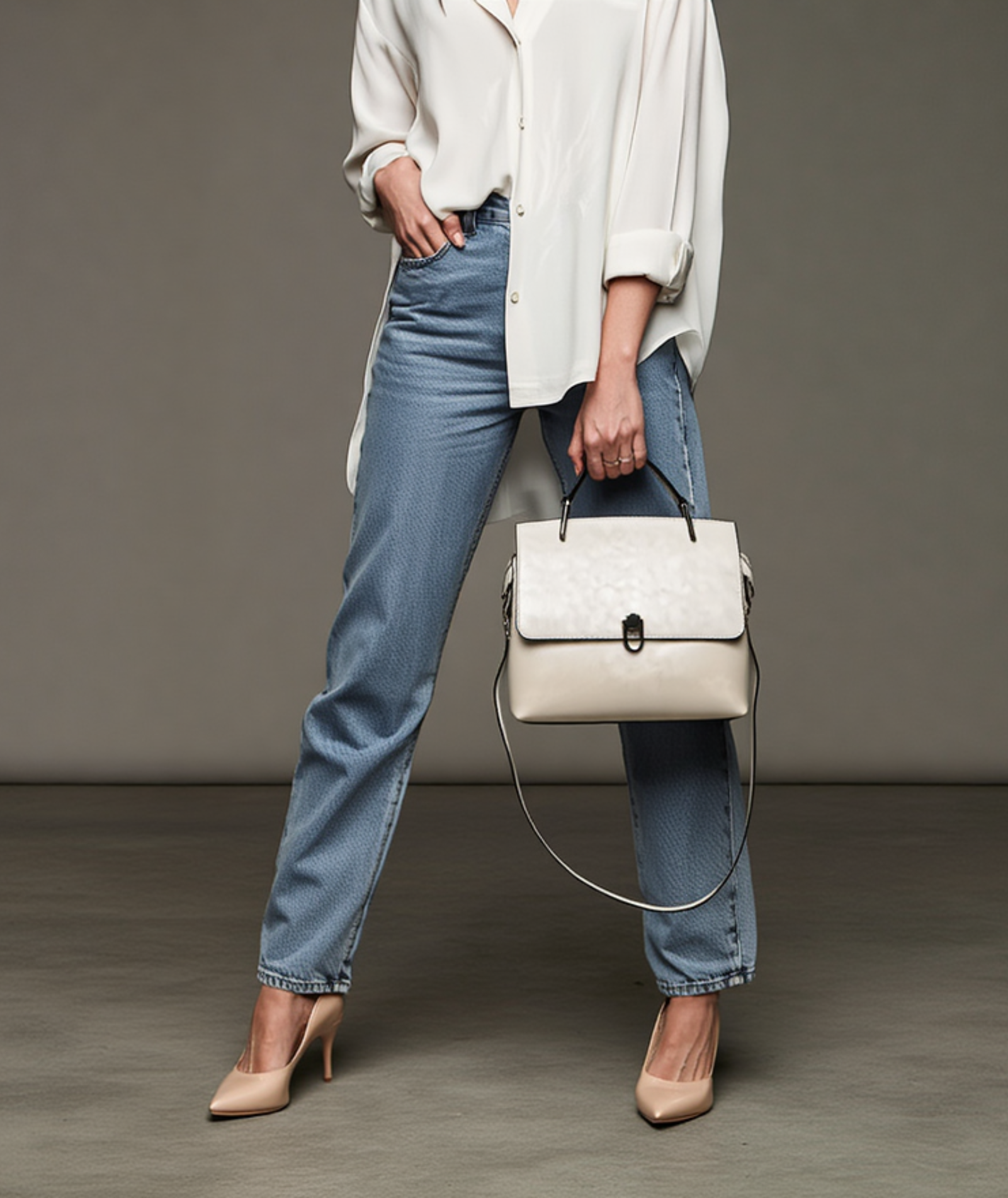 Bolsa feminina de mão e alça adicional de couro legitimo - Livia