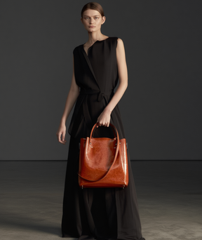 Bolsa feminina grande de couro legitimo - Carmin