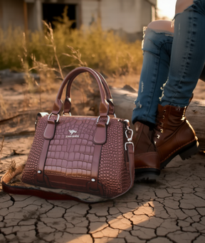 Bolsa feminina elegante couro genuíno - Crocodille