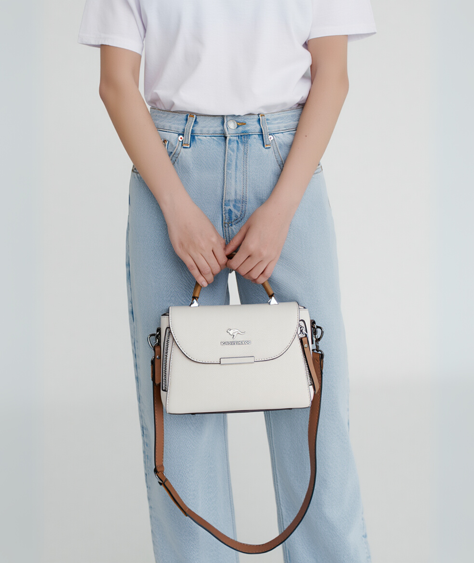 Bolsa feminina de couro genuíno elegante - Theá