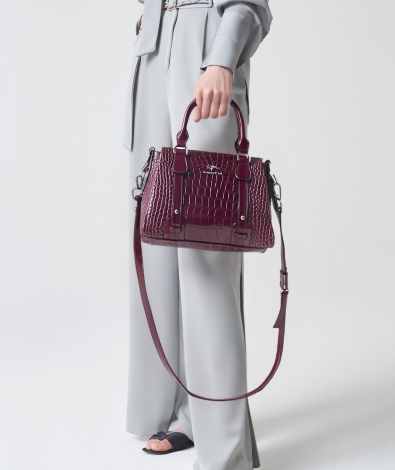 Bolsa feminina elegante couro genuíno - Crocodille