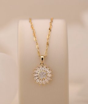 Colar feminino folheado elegante pingente Girassol