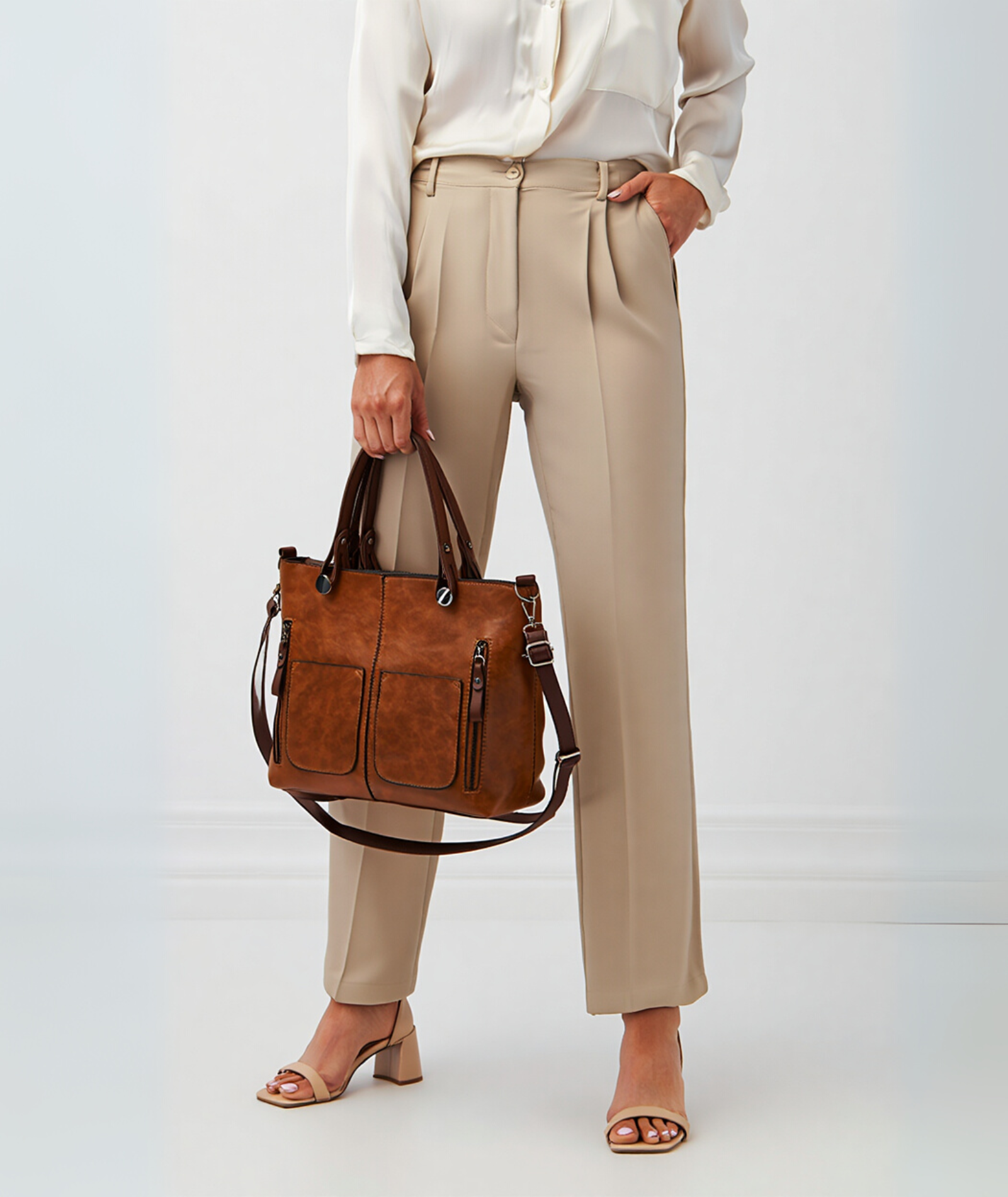 Bolsa feminina grande de couro - Edna