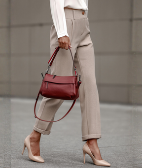 Bolsa feminina de couro genuíno com alça removível - Clarice