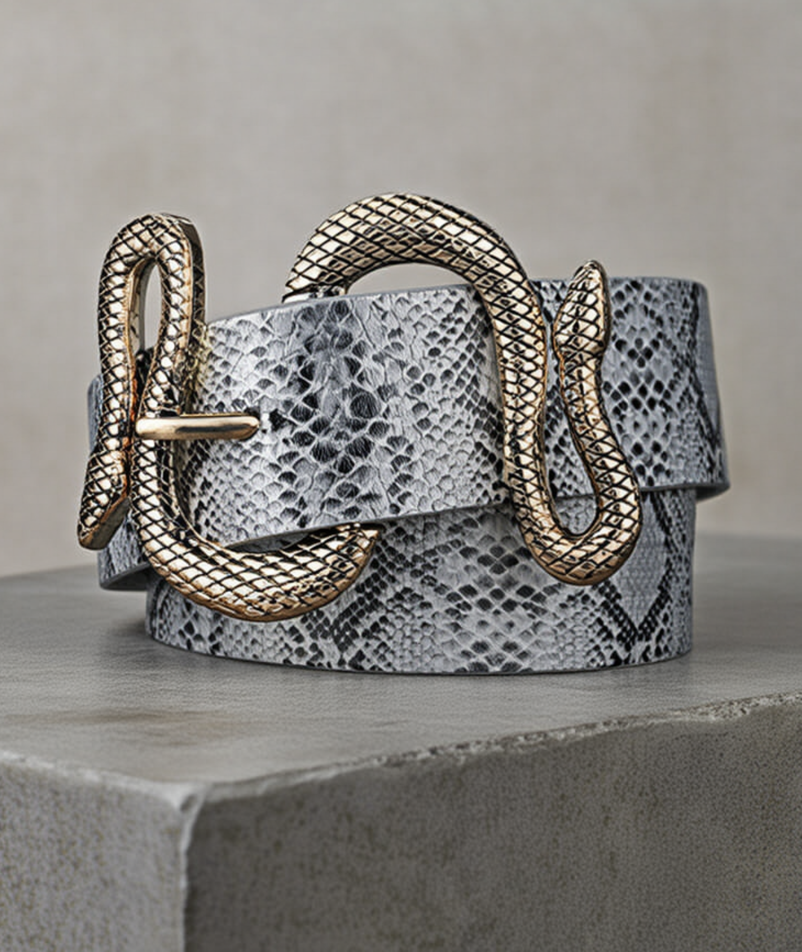 Cinto de couro  feminino - Fivela cobra