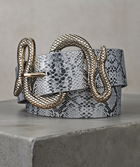 Cinto de couro  feminino - Fivela cobra